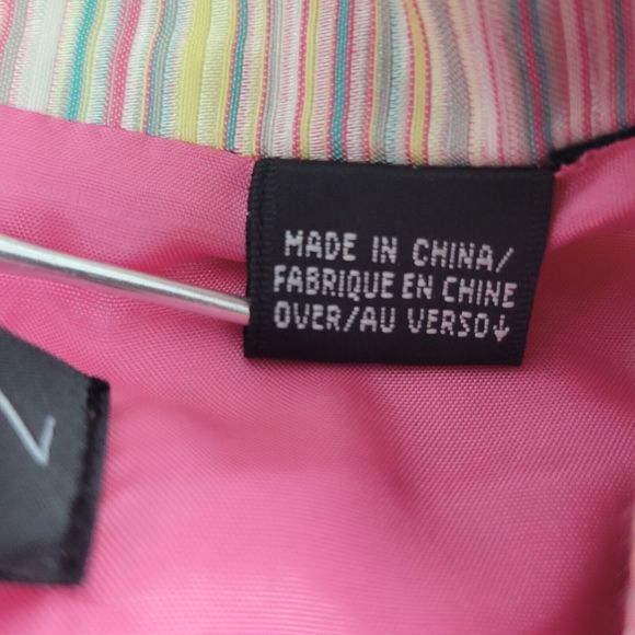 Dana Buchman Blazer Size 10-12 Pink & Multi Color Stripe Jacket Ribbon Cuffs - Picture 4 of 12
